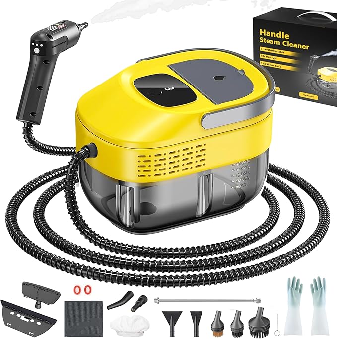 2026 New 3 Level Adjustable Pressurized Handheld Steam Cleaner for Home, 10s Heat-Up Handheld Steamer for Cleaning, 1.6 Qt Tank Portable Steam Cleaner Handheld for Car,Grout,Tile,Couch,Floor