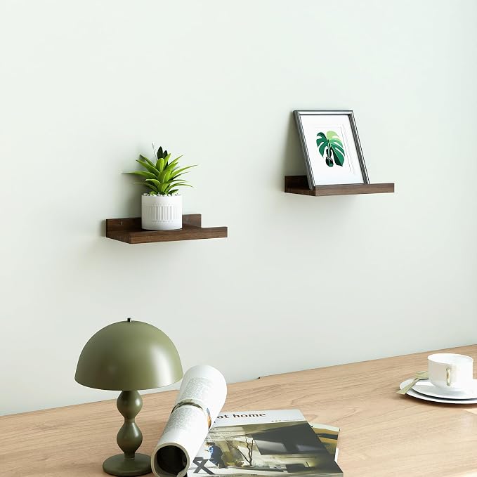 Small Walnut Floating Shelves for Wall, 8 in Shelf - Image 2