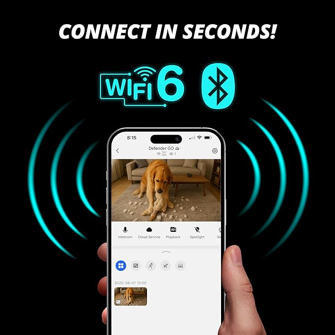 Defender GO 2K AI Powered WiFi Indoor/Outdoor Home, Business, Pet, Baby Security Camera, AI Detection, Dual Band, Spotlight/Siren, Color Night Vision, 2-Way Talk, Works with ClearVu App, 2 Pack