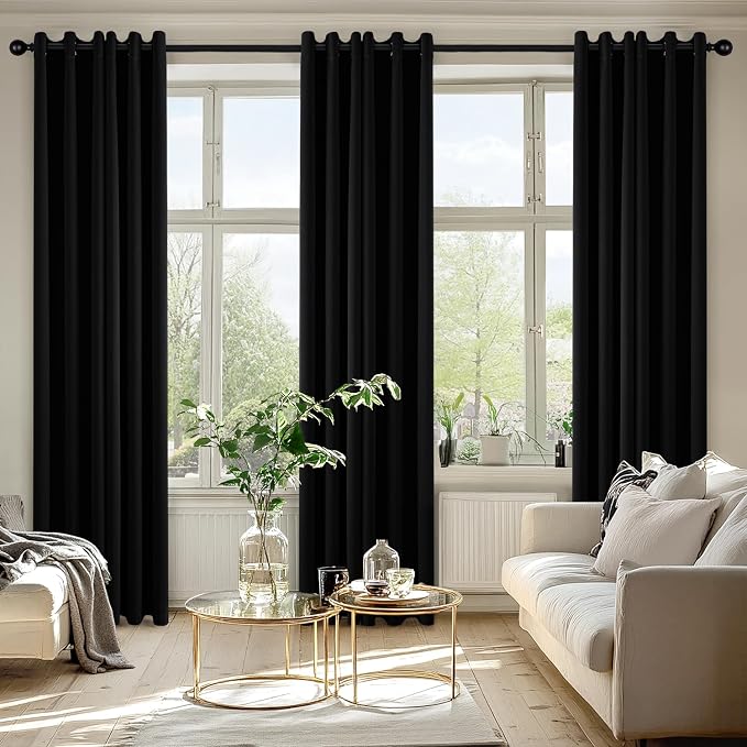 MIULEE Blackout Curtains for Bedroom 2 Panels 34 x 72 Inch Long Black | Thermal - Image 6