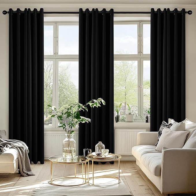 MIULEE Blackout Curtains for Bedroom 2 Panels 40 x 86 Inch Long Black | Thermal - Image 6