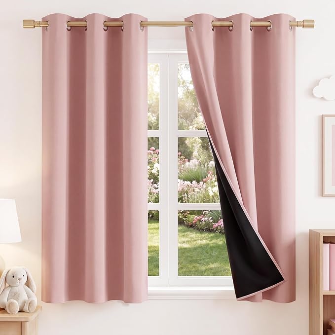 NICETOWN 100% Blackout Pink Nursery Curtains by NICETOWN