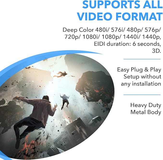OREI HDMI Splitter 1 in 8 Out with Video Resolutions up to 4K@30hz, EDID Management, 10.2 Gbps Video Bandwidth & Plug and Play Installation