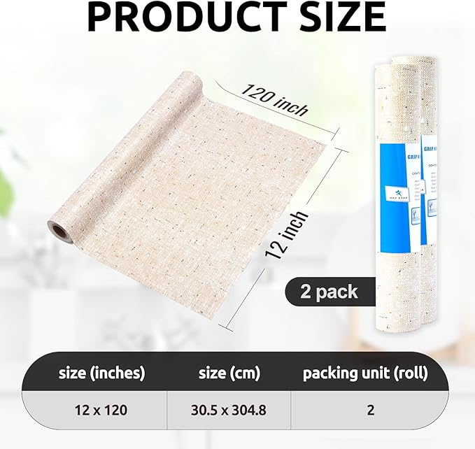 RAY STAR 12X120 Inch Shelf Liner for Kitchen Cabinets, Non-Adhesive Cabinet Liner Washable, PVC Drawer Liner for Dresser Non-Slip Bathroom (Yellow)(2 Roll)