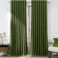 Timeper Hunter Green Velvet Curtains W52 x L96 inches 2 Panels, Back Tab & Rod by Timeper