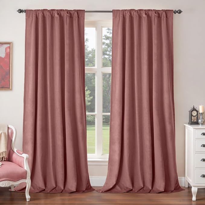 BGment Dusty Rose Pink Velvet Curtains - Image 2
