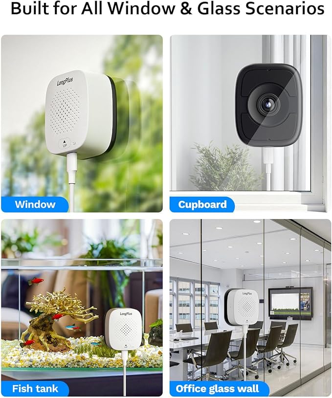 LongPlus 5MP Safe View Window Camera: 2 Packs 3K Window Cameras for Home Security Indoor & Outdoor, Anti-Glare Color Night Vision, Human/Car Detection, 24/7 Recording, No Drill Ideal for Apartment