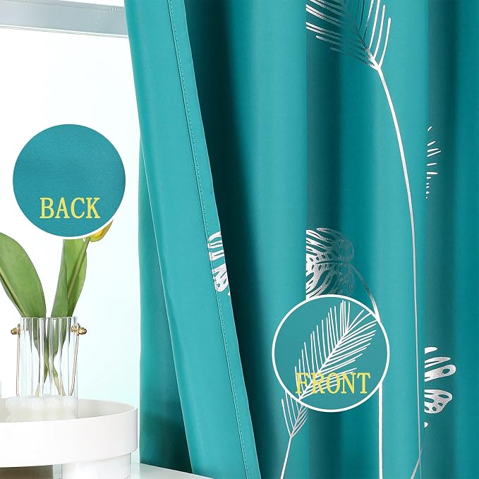 Teal Blackout Curtains 96 Inches Long, Grommet Curtains - Image 3