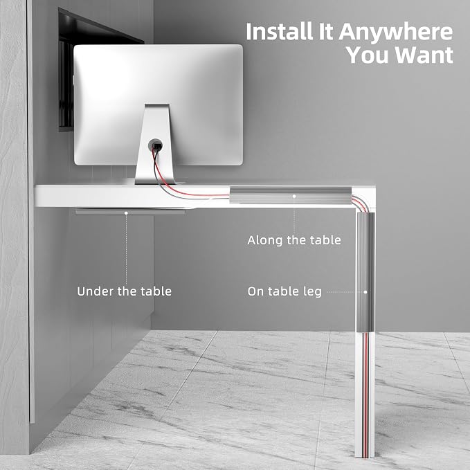 YECAYE Cable Management Under Desk, 94.2 in, Cord Organizer, Wire Management - Image 3