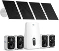 Hiseeu Solar Security Cameras Wireless Outdoor, 4 Cam-Kit, No Subscription, Expandable to 10CH, Wireless Home Security Camera System with 2K Color Night Vision, PIR/AI Detection, IP66, 2.4G & 5G WiFi