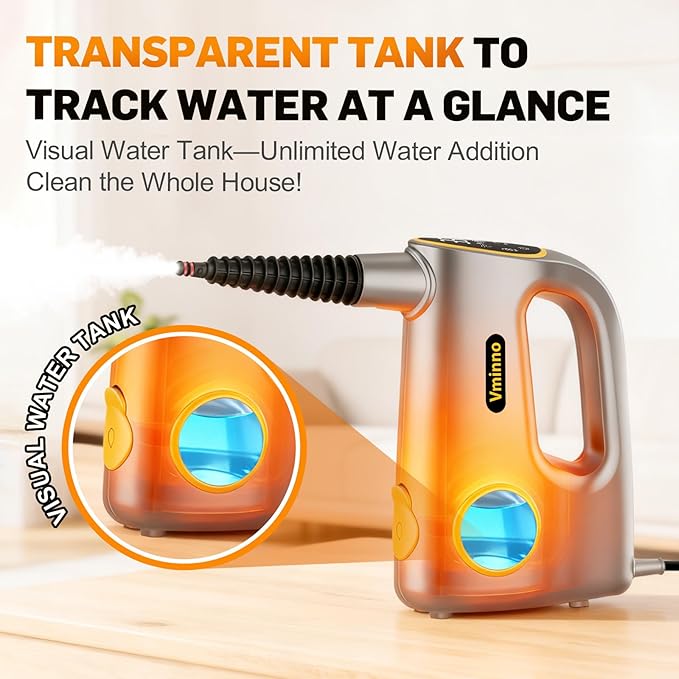 Handheld Pressurized Steam Cleaner for Home - 15s Heat-Up 3-Level Adjustable Steam Cleaner with 14pcs Accessories, Multi-Surface Steamer for Cleaning Car Detailing, Tile, Grout, Chemical-Free