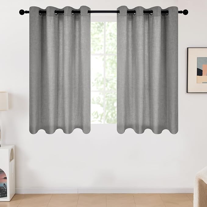 Deconovo Dark Grey Linen Curtains by Unknown