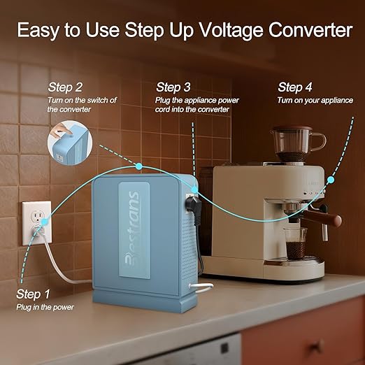 BESTRANS 3000W Step Up Transformer 110v to 220v Converter, Heavy Duty Voltage Converter 110v-120v to 220v-240v with Dual Outlets, Overload Protection & Ultra-Quiet for Home Appliances, Light Blue