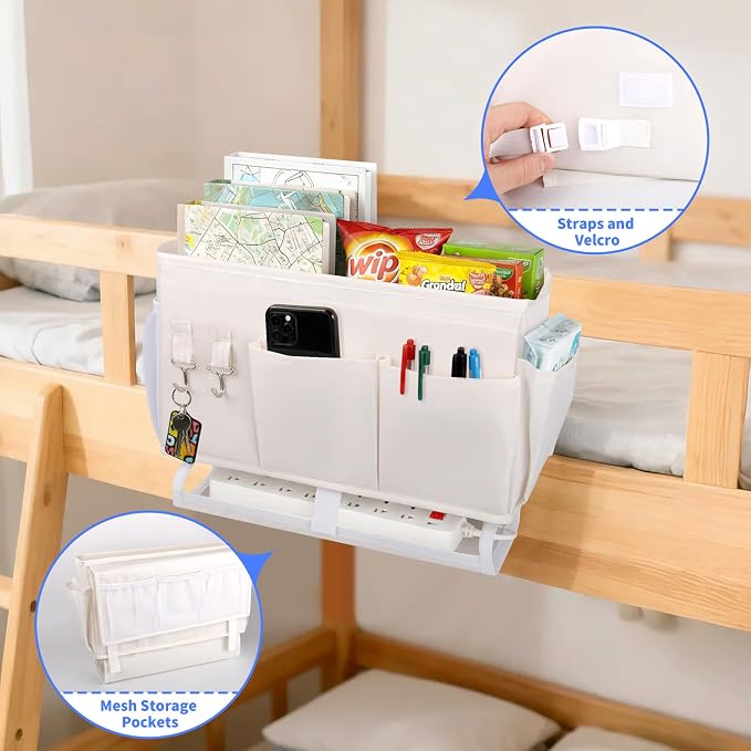 2Pcs Bedside Caddy for Dorm Bed Bedside Organizer, Bedside Storage - Image 2