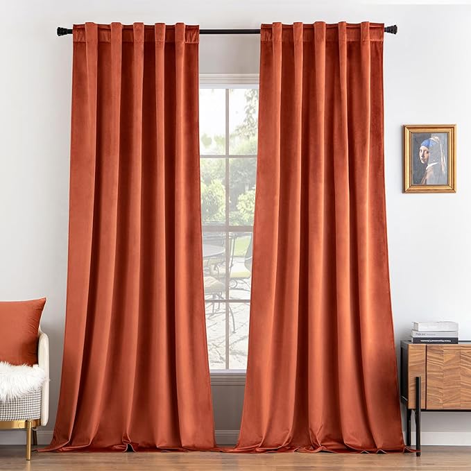 MIULEE Velvet Curtains Extra Wide 66x84 inches Fall Burnt Orange Curtains | by MIULEE