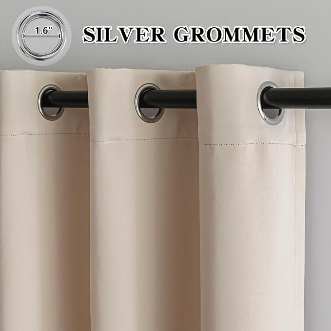 IGEMAEVE Blackout Curtains for Bedroom Grommets Beige 52" W x 96" L | Living - Image 3