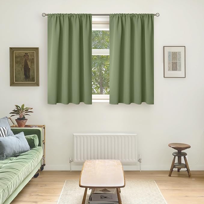 BGment Olive Green Blackout Curtains 48 Inches Length - Image 2