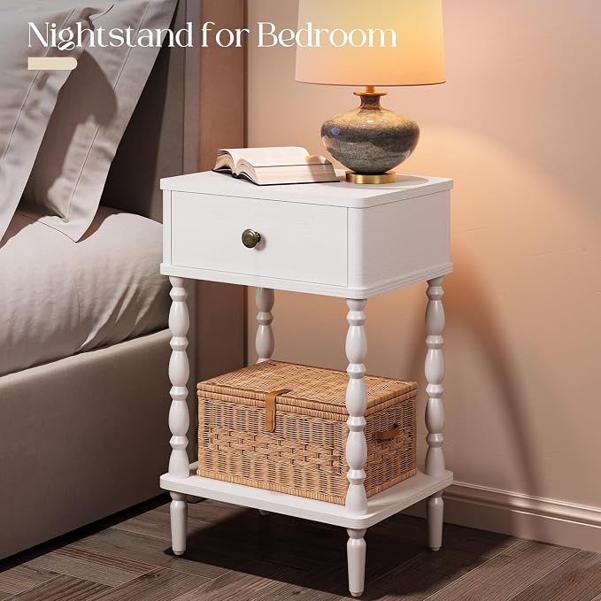 Yoobure White Nightstand with Drawer - Image 7