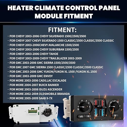 599-210XD Climate Control Module - Compatible with 2003-2009 Chevy Silverado/Avalanche/Suburban/Tahoe/Trailblazer, GMC Sierra/Yukon/Envoy, Cadillac Escalade