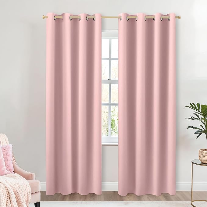 KOUFALL Blush Pink Blackout Curtains by KOUFALL