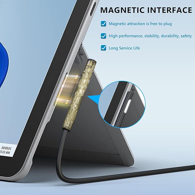 COWOOGMZ Surface Pro Charger-65W Surface Charger Compatible with Microsoft Surface Pro 9,8,7+,7,6,5,4,3,X,10,Surface Book 3,2,1,Surface Go 3,2,Surface Laptop Studio,Support 44W,36W,24W Surface Charger