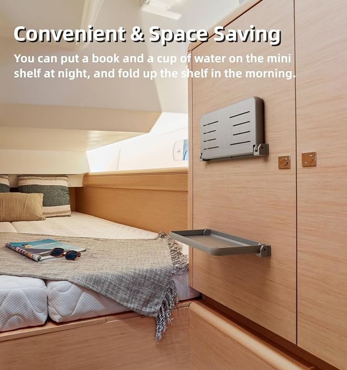 Aluminum RV Folding Shelf 12 Inch Wall Mounted Fold Down Shelves | Small - Image 6