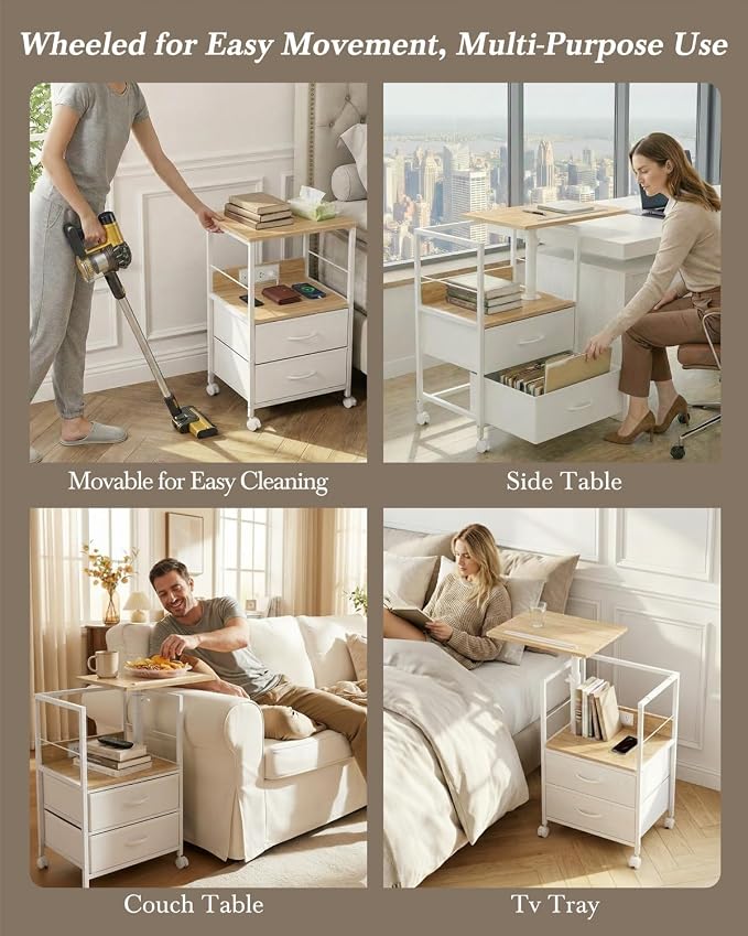 Faesun Swivel Lift Top Nightstand - Image 7