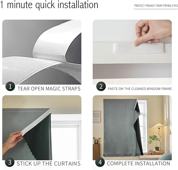 JILRON Magic Tape Stick on Portable Curtains - Image 4