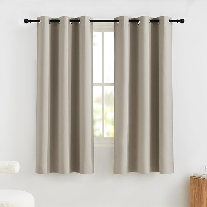 NICETOWN Natural Bedroom Curtains 63 Inches Length, 100% Blackout Drapes - Image 9