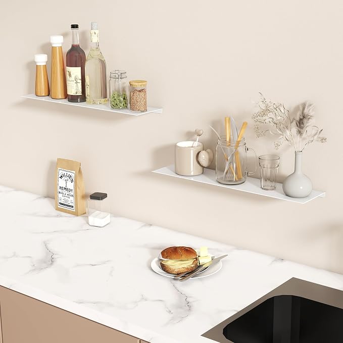 MKO 20" Floating Shelves for Wall, Long Metal Wall Mounted Shelf for Bathroom - Image 8