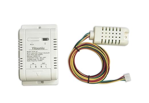 Yitouniu Tuya Smart WiFi 16A Temperature Humidity Switch Sensor Module with Energy Consumption Monitoring, APP Bluetooth Wireless Remote Control,Works with Alexa Google Home (Temperature Humidity)
