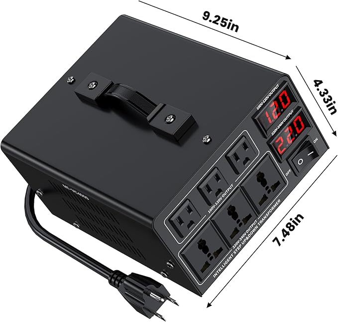 4000W Voltage Converter Transformer(110V to 220V or 220V to 110V) Step Up/Down Converter 110/120 Volt - 220/240 Volt w/US Power Cord,Circuit Breaker Protection, LCD Screen Display