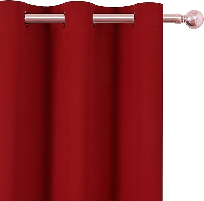 Red Thermal Blackout Curtains/52 x 54 Inch/Set of 2 Panels Room Darkening - Image 7