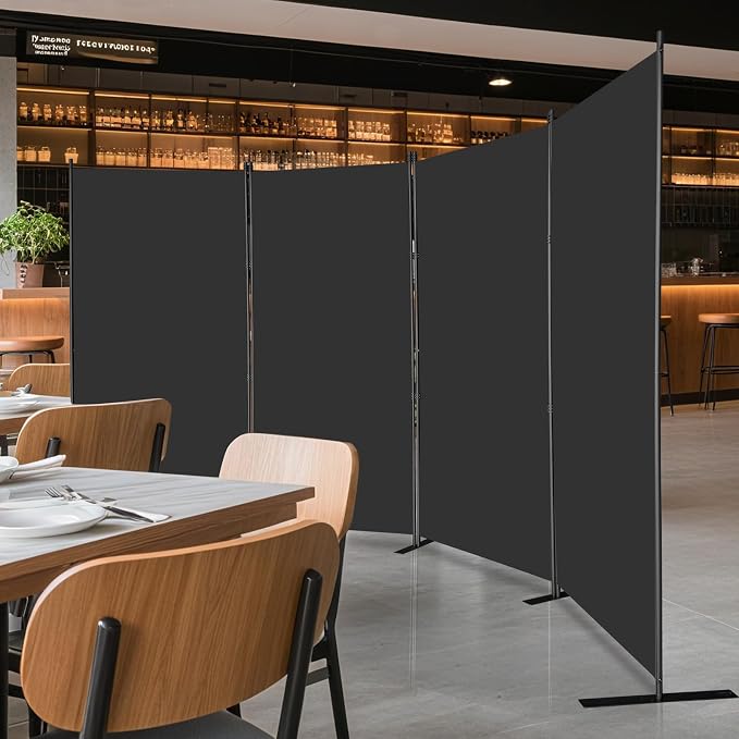 MAYOLIAH 4 Panels Folding Room Divider 6ft Tall Freestanding Privacy Screen | - Image 3