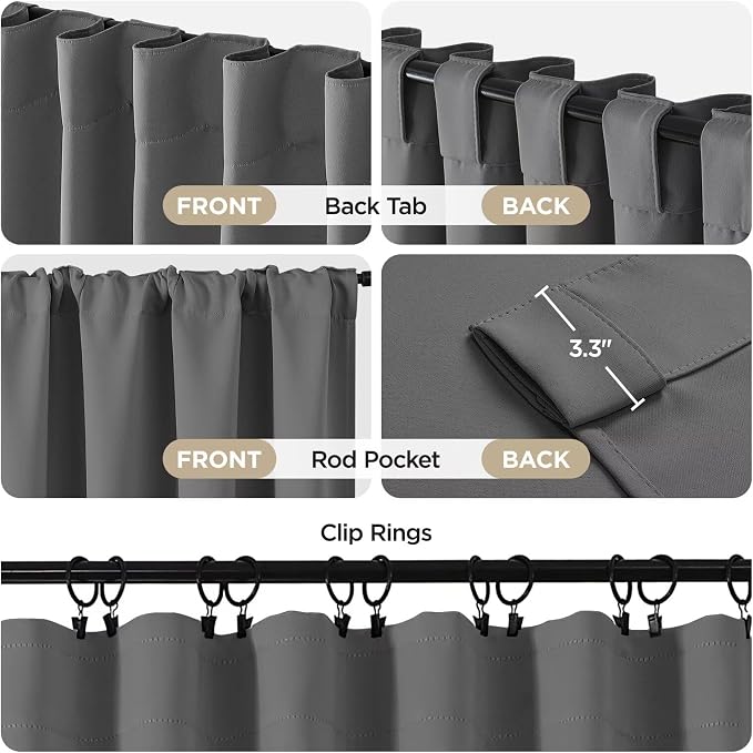 Joydeco Blackout Curtains 96 Inches Long, Thermal Insulated Black Out Curtains - Image 3