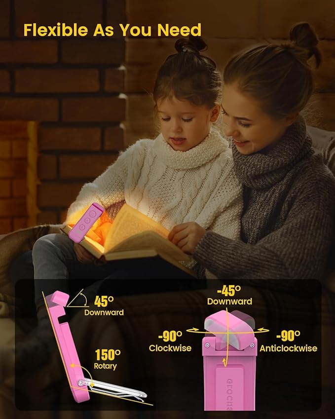 Glocusent USB Rechargeable Book Light, Portable Clip-on LED Reading Light | 3 - Image 5