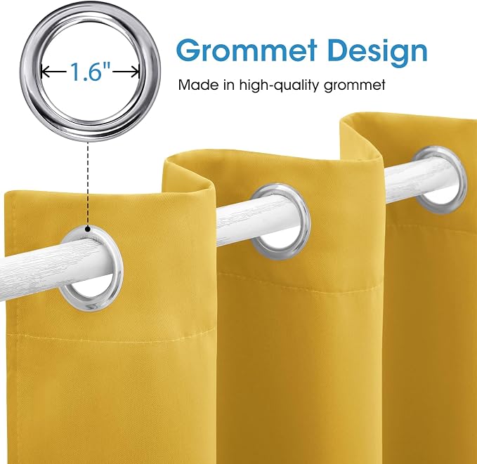 HOMEIDEAS Blackout Curtains 52 X 96 Inch Long Set of 2 Panels Mustard Yellow - Image 4
