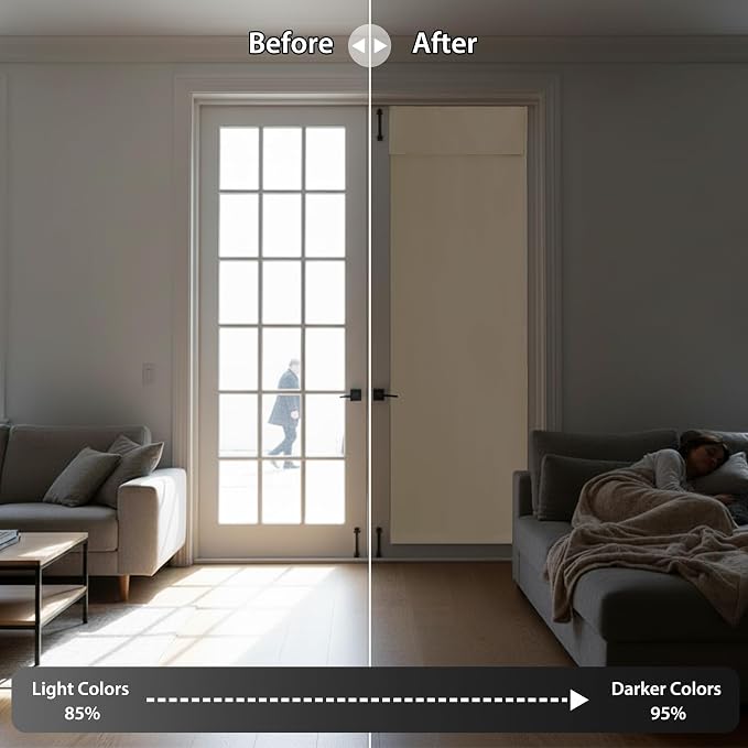 RYB HOME French Door Curtain 80 inch Long, Self Adhesive, - Image 5