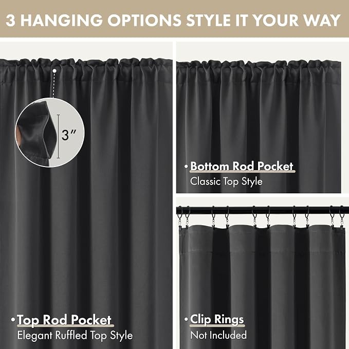 MIULEE 4-Panel 36 Inch Blackout Kitchen Tier Curtains Over Sink Grey | Privacy - Image 3