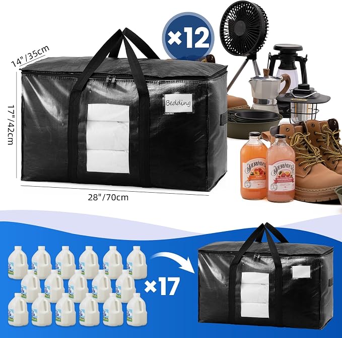TAILI 12 Pack Black Extra Large Moving Bags, Storage Bag - Image 6