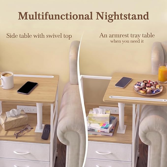Faesun Swivel Lift Top Nightstand - Image 9
