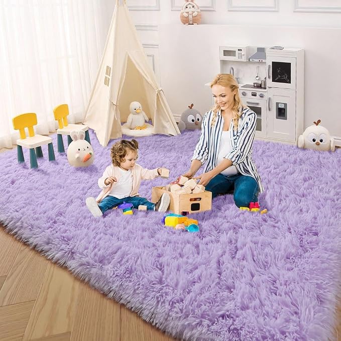 Soft Purple 5' x 8' Rugs for Bedroom Girls, Fluffy Living Room Rugs, Bedside - Image 8