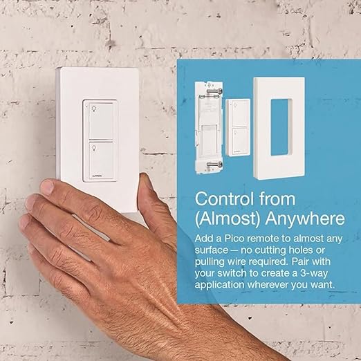 Lutron Caseta Original Smart Light Switch (Lutron Smart Hub Required), for Home, LED, and Fans, 6 Amp, Single-Pole/3-Way, Neutral Required, PD-6ANS-LA-4-Pack, Light Almond, 4 Pack