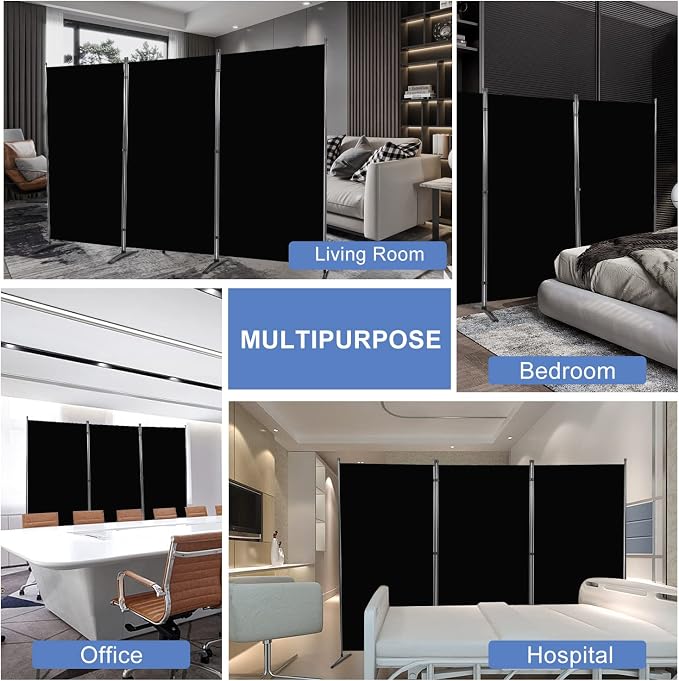 Room Divider 6FT Folding Privacy Screens, 3 Panel Partition Room Dividers | - Image 6