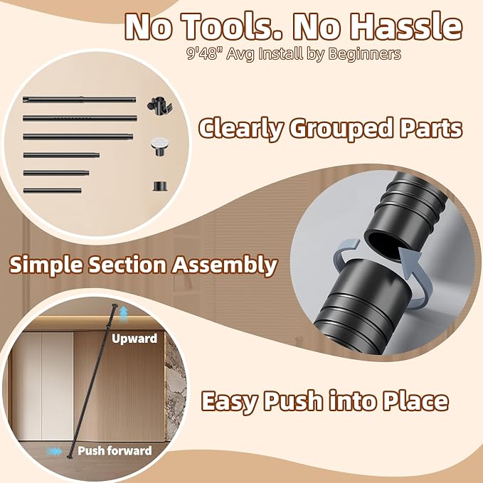 Room Divider, Tension Curtain Rod No Drilling, 4-10ft 28-70inch Wall Divider - Image 4