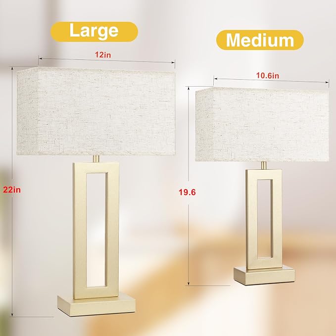 Seealle 22" Tall Bedroom Lamps for Living Room - Image 2