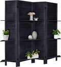 Room Divider with Shelves, 4 Panel Black Privacy Screen | Partition Room by AMBITION+LAND
