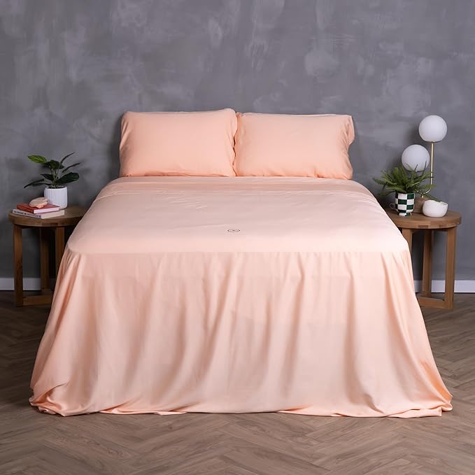 THE LAD COLLECTIVE 3.0 California King Bedding Set - 4-Piece Bedset w/Fitted Sheet, Top Sheet & 2 Standard Pillowcases [Duvet Not Included] - Bamboo-Cotton - The Yellowstone Collection Peach