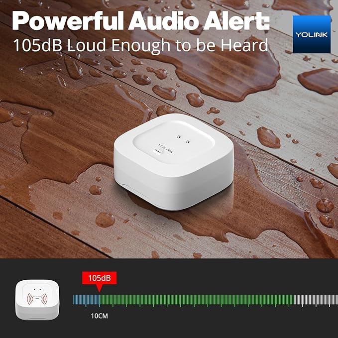 YoLink Water Leak Starter Kit: Hub + 2 Leak Sensor 4 (105 dB Siren), LoRa Long-Range, App/SMS/Email Alerts, D2D Offline, 2 AAA Up to 5-Year Battery, Compatible with Alexa/IFTTT/Home Assistant