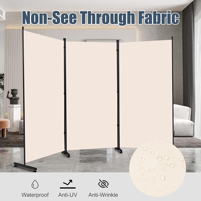 4 Panel Folding Room Divider, Privacy Screen Freestanding Space Separator | 6ft - Image 3